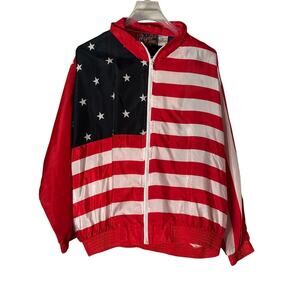 Vintage Aryee Patriotic Poly Zip Windbreaker Jacket Women's Size Large